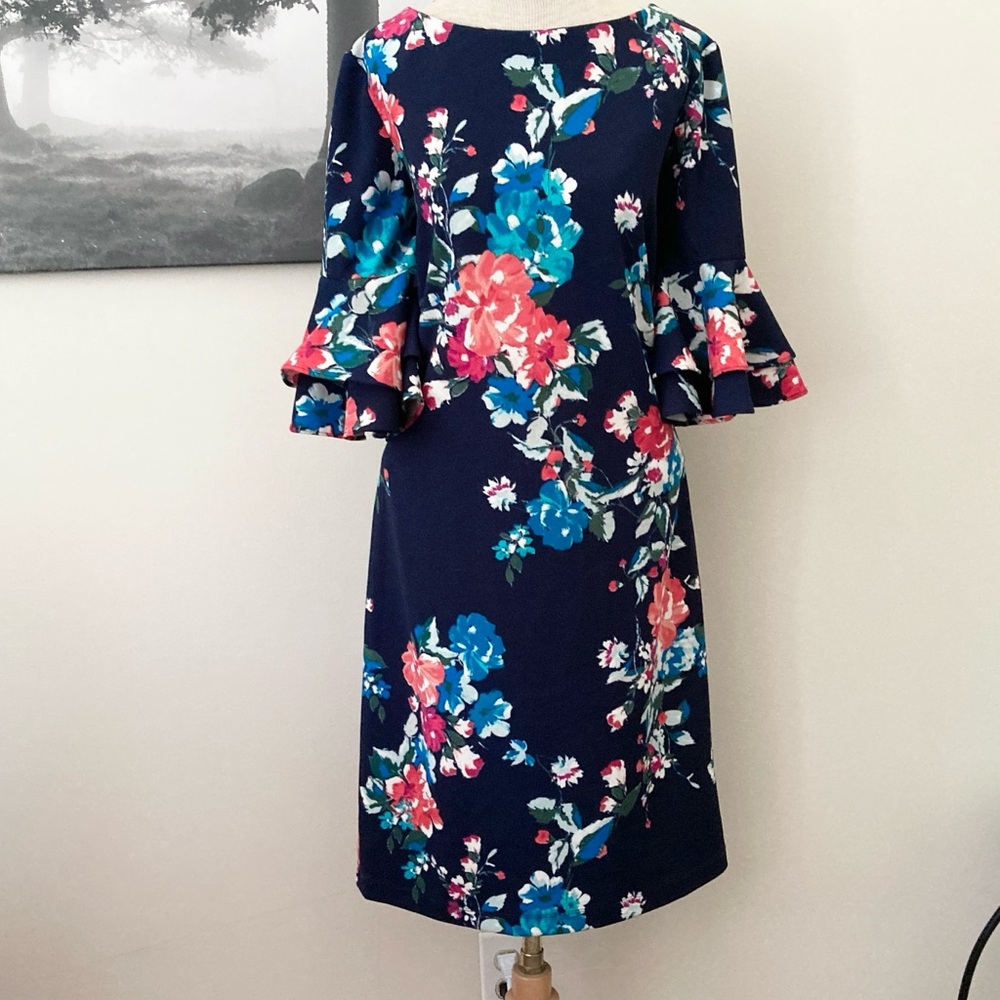 Ronni Nicole Floral Bell Sleeve Dress